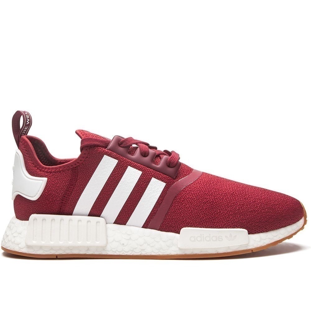 adidas Maroon and White NMD R1 Athletic Shoes